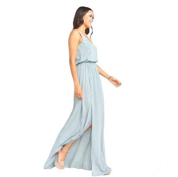 ✨NWT Show Me Your Mumu Silver Sage Crisp Blue Kendall Maxi Dress Gown Size Large - Picture 9 of 9